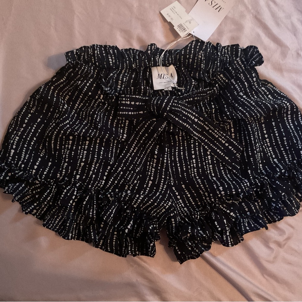 Black and White Ruffle Shorts